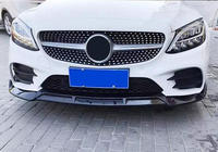 Mercedes C-klasse W205 2014–2021 Front læbespoiler til kofanger V2 1234 Upgrade (sort, 2018-2021) foto 3