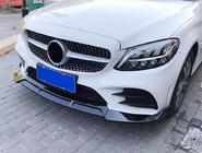 Mercedes C-klasse W205 2014–2021 Front læbespoiler til kofanger V2 1234 Upgrade (sort, 2018-2021) foto 2
