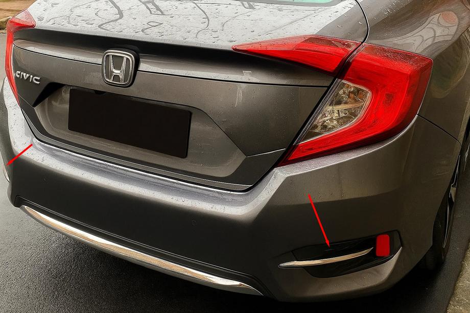 Honda Civic Sedan X 2016–2021 Rustfri stål kromlister til bagtågelygter (sæt 2 stk.) Foto 1