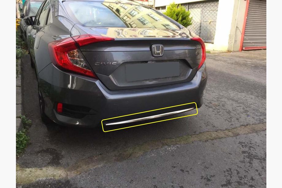 Honda Civic Sedan X 2016–2021 Kantbeskytter til bagkofanger i rustfrit stål Image