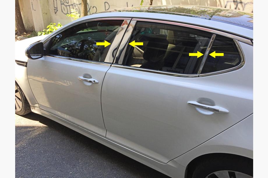 Kia Optima 2010–2016 Dørstolpe-lister (6 stk., rustfrit stål) Image