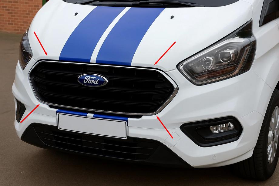 Ford Custom 2013–2022 Kromlister til kofangergrill 2018+ (4 stk., rustfrit stål) Image
