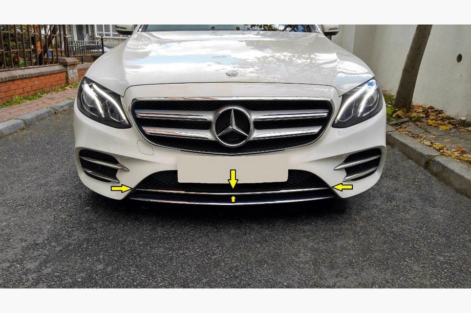 Mercedes E-klasse W213 2016–2023 Kromliste til forreste kofanger 2016-2020 (rustfrit stål) Image