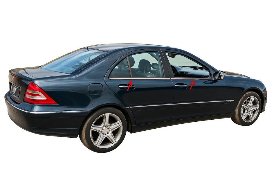Mercedes C-class W203 2000–2007 Vindueslister (rustfrit stål) 6 stk., stationcar (SW), Carmos - tyrkisk stål Image